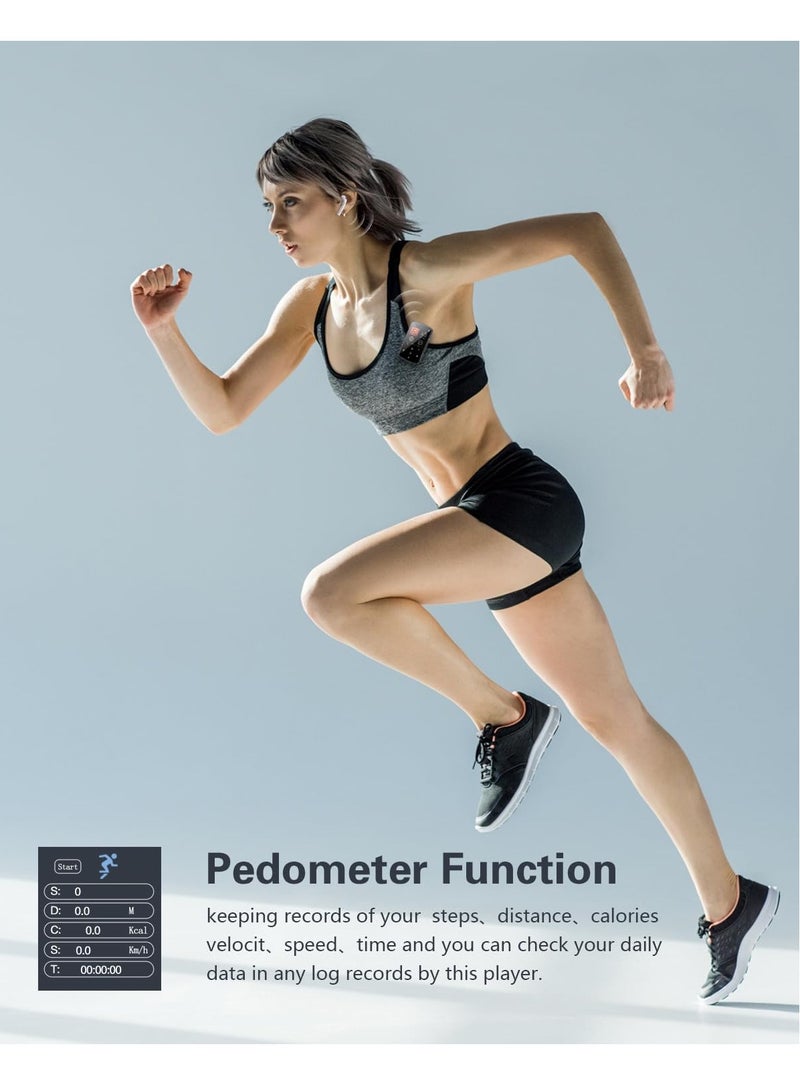 MP3 Player 64GB with Bluetooth 5.2, 1.5 inch Colorful Screen Sensitive Touch on, Hi-Fi Music MP3 Player with Clip Pedometer Voice Recorder Card Reader, Function for Sports Running - Image 5