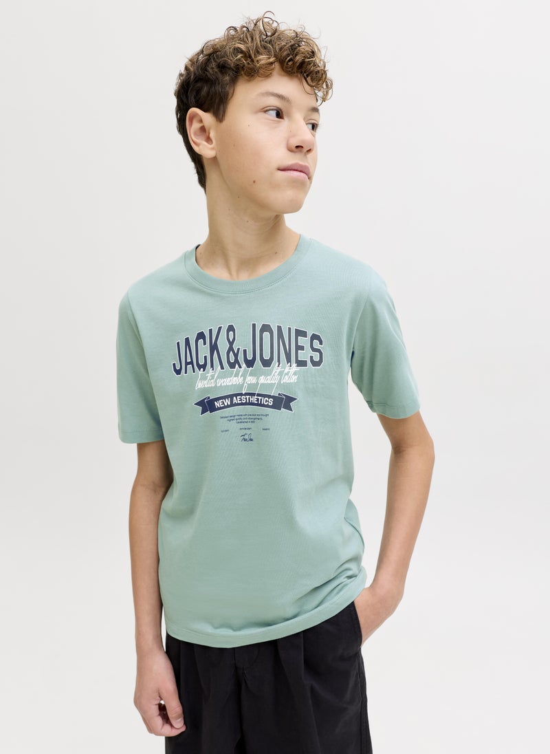 Jack & Jones Junior Kids Jjelogo Crew Neck T-Shirt - Image 1