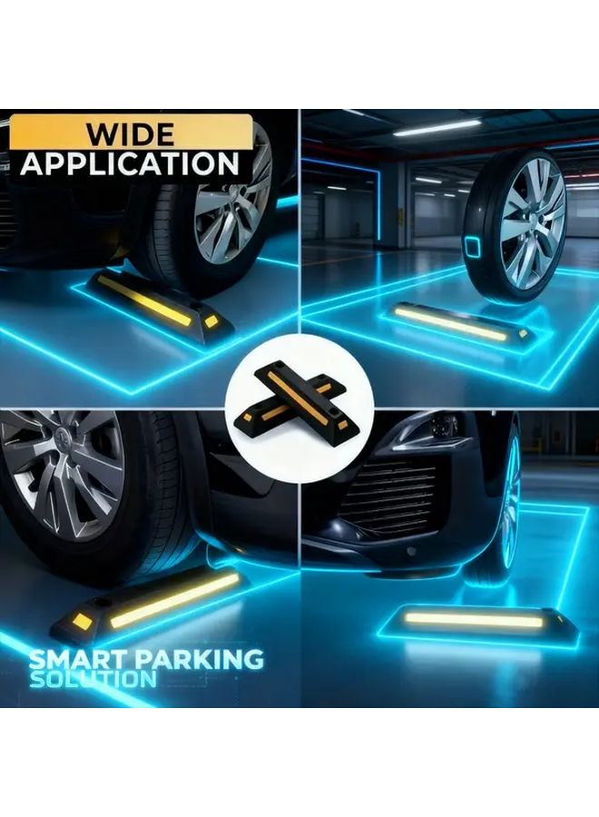 2Pcs Heavy Duty Adjustable Car Parking Barrier Black Upgraded Reinforced Stopper with Height Adjustment Multi Vehicle Garage Protector Wheel Blocker Driveway Parking Lot RV SUV Truck Easy Install - Image 2