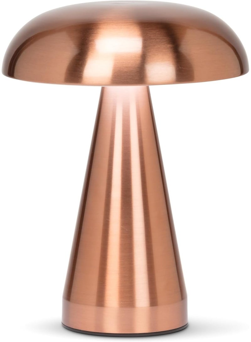 Arabest Cordless Mushroom LED Table Lamp, Rechargeable Light - Metal, Rose Gold (8 inches) - Image 1