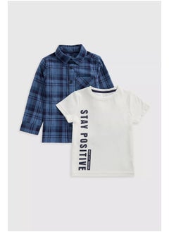 mothercare Blue Check ShirT Set  - Image 2