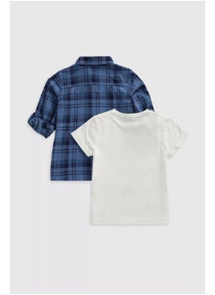 mothercare Blue Check ShirT Set  - Image 1