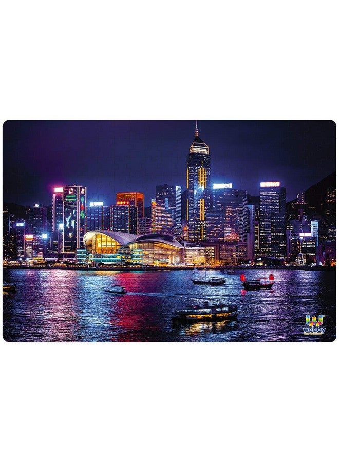 Webby Kid Hong Kong Night View Wooden Jigsaw Puzzle, 252 Pieces - Image 2