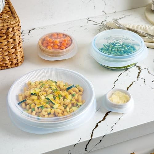 Stasher Premium Reusable Silicone Stretch Lids, 3-Pack - Large, Clear, 9” Lids, Airtight Seal, Food Container Covers, BPA Free, Leak-free, Dishwasher Safe, Microwave Safe, Eco-Friendly - Image 4