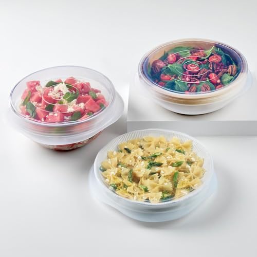 Stasher Premium Reusable Silicone Stretch Lids, 3-Pack - Large, Clear, 9” Lids, Airtight Seal, Food Container Covers, BPA Free, Leak-free, Dishwasher Safe, Microwave Safe, Eco-Friendly - Image 2