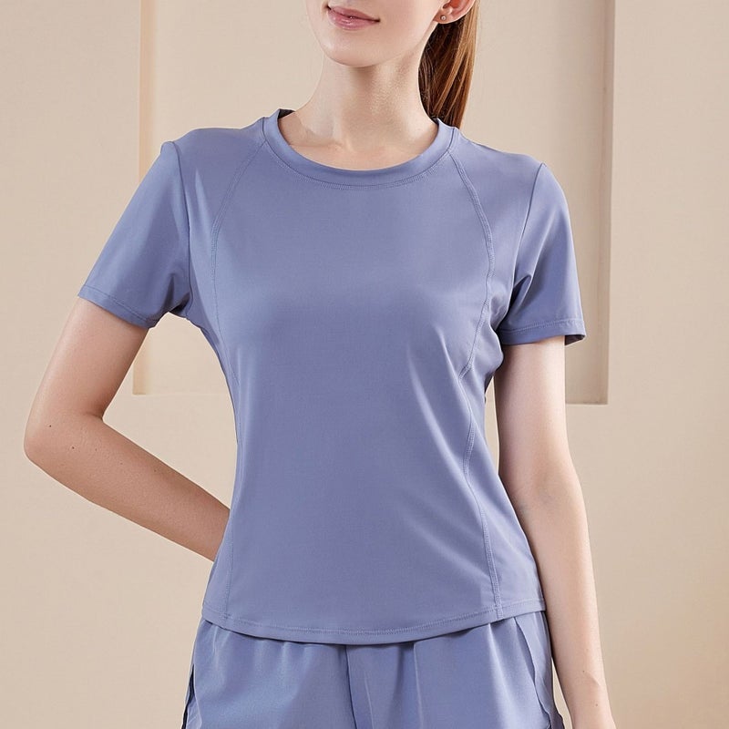 Quick-Dry Anti-Exposure Fitness Shorts Women haze blue top