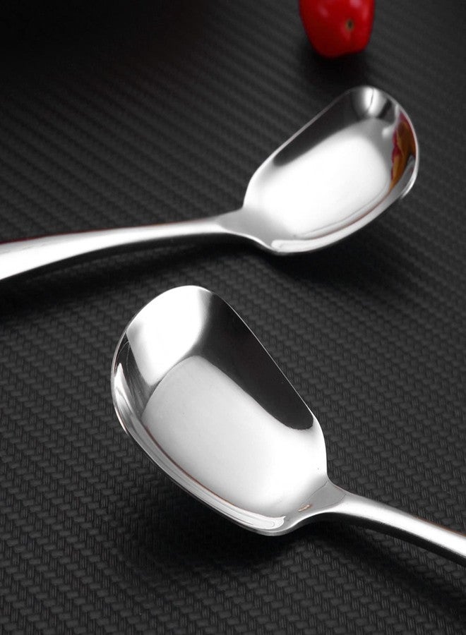 Mockery Stainless Steel Square Flat Spoon Coffee Spoon Dessert Spoon Ice Cream Shovel Retro Cute Square Head Spoon Kitchen Gadget Tableware Square Long Spoon Iced Tea Spoon (Pack of 6, Big) - Image 5