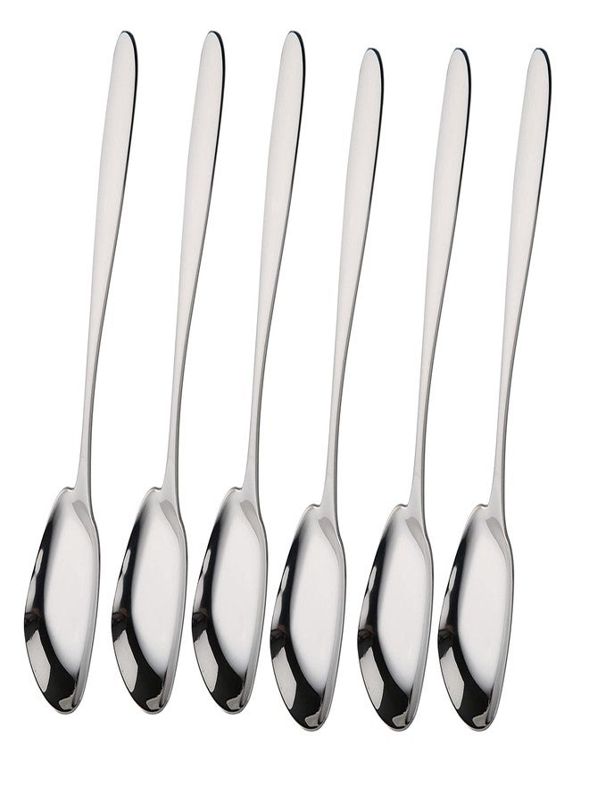 Mockery Stainless Steel Square Flat Spoon Coffee Spoon Dessert Spoon Ice Cream Shovel Retro Cute Square Head Spoon Kitchen Gadget Tableware Square Long Spoon Iced Tea Spoon (Pack of 6, Big) - Image 1