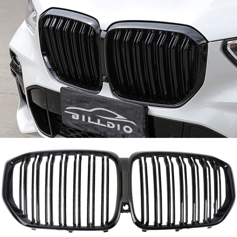 BILLDIO G05 GrillFront Bumper Kidney Grille Compatible with 2019 2020 2021 2022 2023 X5 G05ABS Gloss Black Kidney GrilleDouble Slats