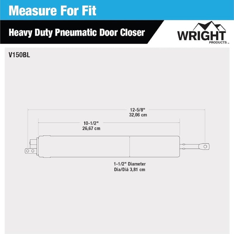 Wright Products Wright Products V150BL Heavy Duty Pneumatic Screen and Storm Door Closer, Black, 12.63"L x 1.5"W x 1.5"H  - Image 5