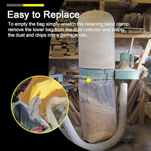 Tobaiwind Dust Collector Bags For Harbor Central Machinery Harbor Freight, 35 and 70 Gallon Dust Collection Bags for Woodworking Heavy Dust Clear Plastic Bag Lower Collection Bag(6 Pack) - Image 5