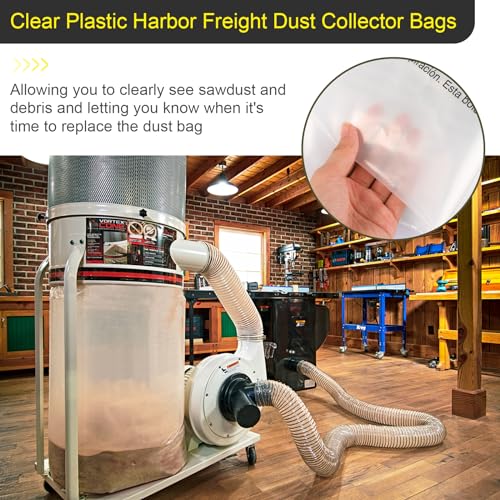 Tobaiwind Dust Collector Bags For Harbor Central Machinery Harbor Freight, 35 and 70 Gallon Dust Collection Bags for Woodworking Heavy Dust Clear Plastic Bag Lower Collection Bag(6 Pack) - Image 3