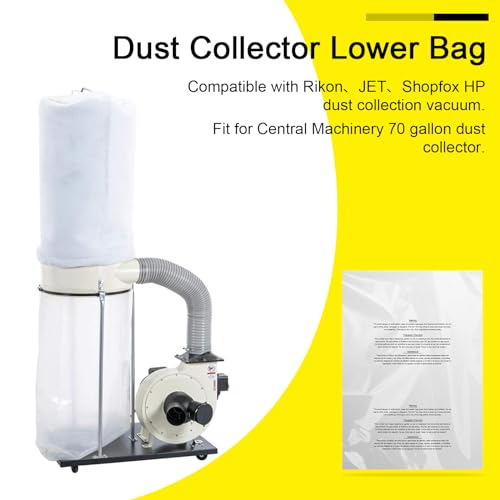Tobaiwind Dust Collector Bags For Harbor Central Machinery Harbor Freight, 35 and 70 Gallon Dust Collection Bags for Woodworking Heavy Dust Clear Plastic Bag Lower Collection Bag(6 Pack) - Image 2