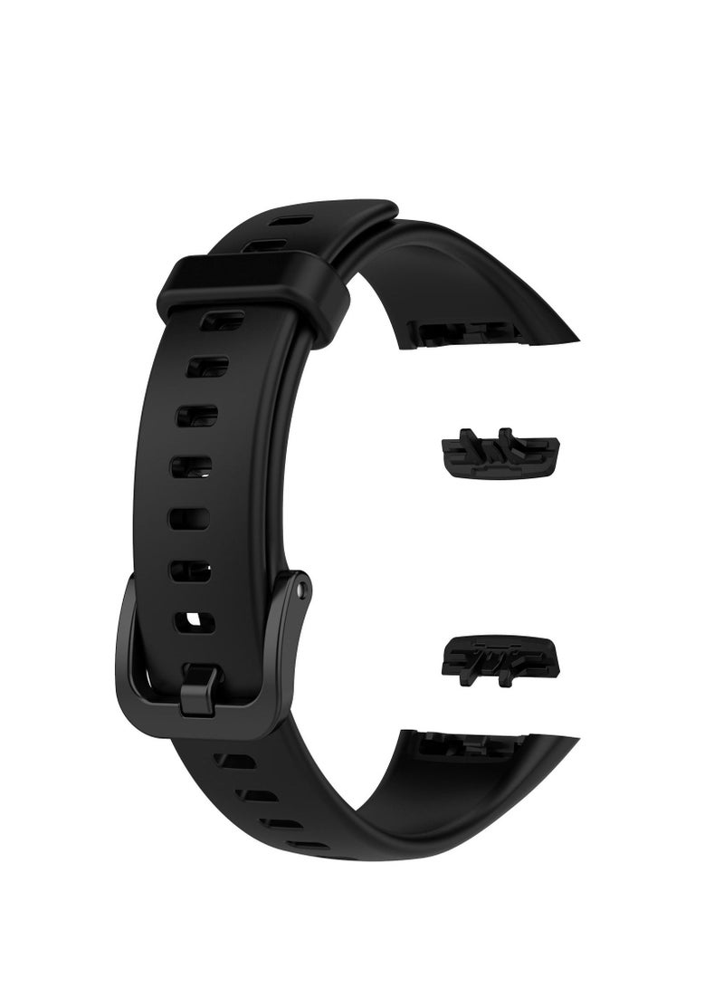 Sport Watch Strap Compatible with Huawei Band 6/Honor 6 Bracelet Sweatproof Lightweight Silicone Wristband Replacement Band Compatible with Huawei Band 6 Pro (Black) - Image 2