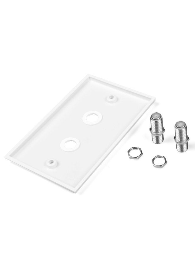 ICESPRING Dual Coaxial F Connector Wall Plate, White for Cable TV & Satellite - Image 4