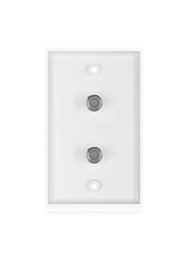 ICESPRING Dual Coaxial F Connector Wall Plate, White for Cable TV & Satellite - Image 3