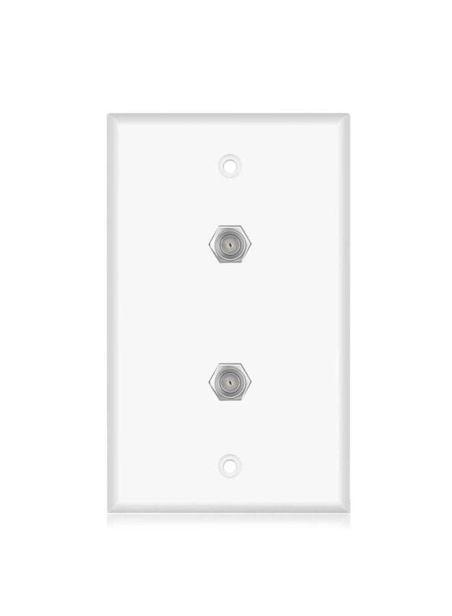 ICESPRING Dual Coaxial F Connector Wall Plate, White for Cable TV & Satellite - Image 2