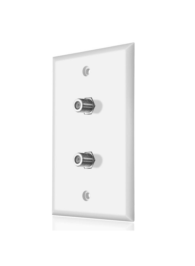 ICESPRING Dual Coaxial F Connector Wall Plate, White for Cable TV & Satellite - Image 1