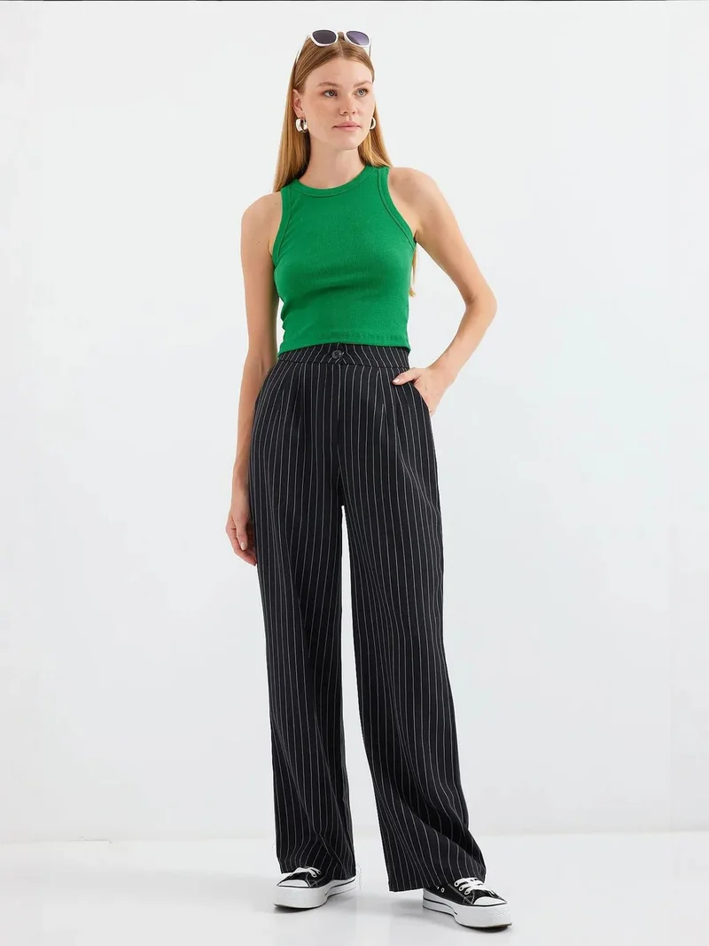 بيغ دارت بنطلون بالازو بليسيه بخصر عالٍ من بي دارت