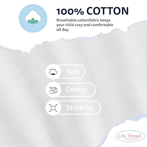 City Threads Made in USA Girls Leggings 100% Cotton for School Uniform Sports Coverage or Play Perfect for Sensitive Skin or SPD Sensory Friendly Clothing, White, 14 - Image 5