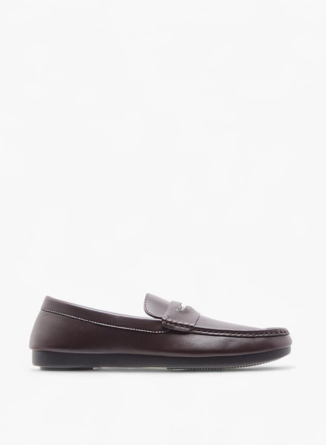 DUCHINI Men's Solid Slip-On Moccasins with Cutout Detail - Image 2