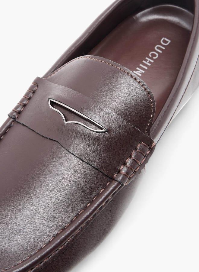 DUCHINI Men's Solid Slip-On Moccasins with Cutout Detail - Image 4