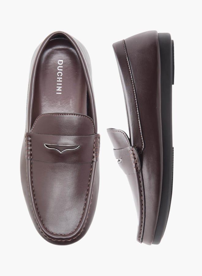 DUCHINI Men's Solid Slip-On Moccasins with Cutout Detail - Image 3