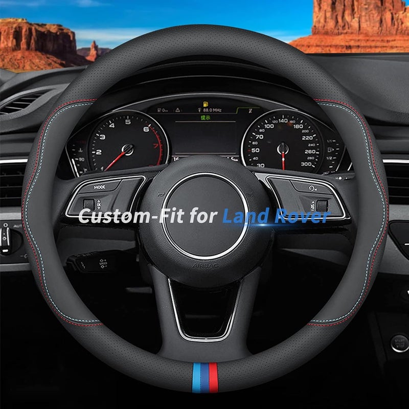 Deer Route Custom-Fit Land Rover Steering Wheel Cover - Premium Leather, Non-Slip, Breathable With Logo (C-Style) - Image 1