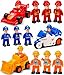 FUNERICA 12Pcs People Figures and Toy Cars Playset  Fireman Police Construction Workers  Pretend Play Vehicle  Figurine Set Accessories for Kids  Emergency Rescue  Construction Toys - Image 2