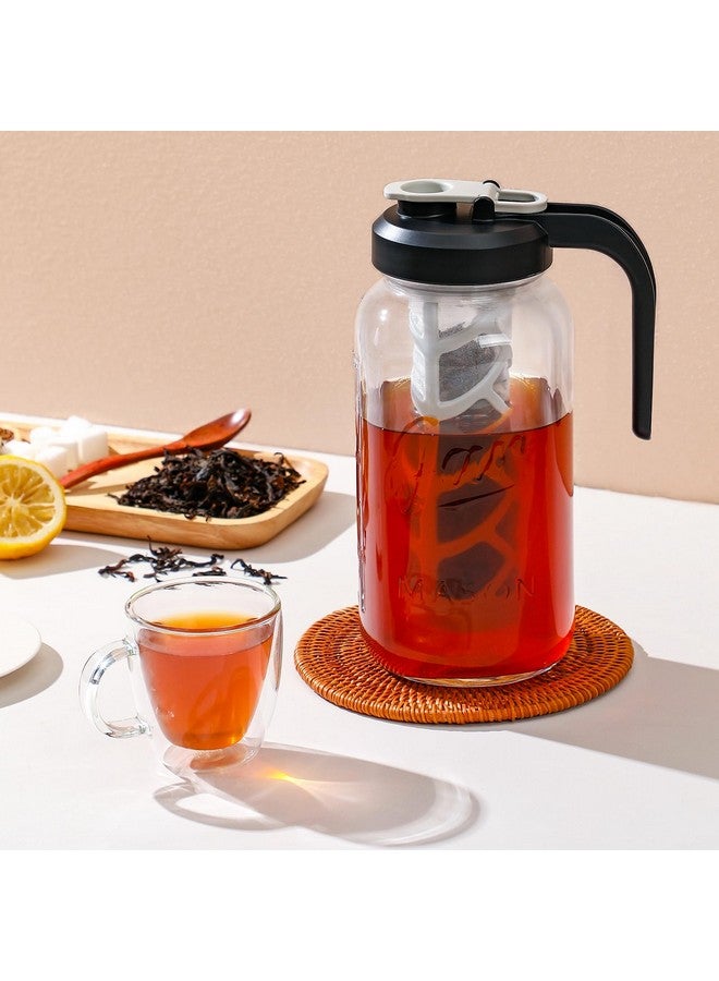 Aozita AOZITA Iced Tea Maker Pitcher with Infuser and Lid - 2 Quart Glass Mason Jar Pitcher Leak-proof Water Jug, Heavy Duty Glass Container for Tea, Water, Juice, Milk, Iced Coffee, and Drinks - Image 3