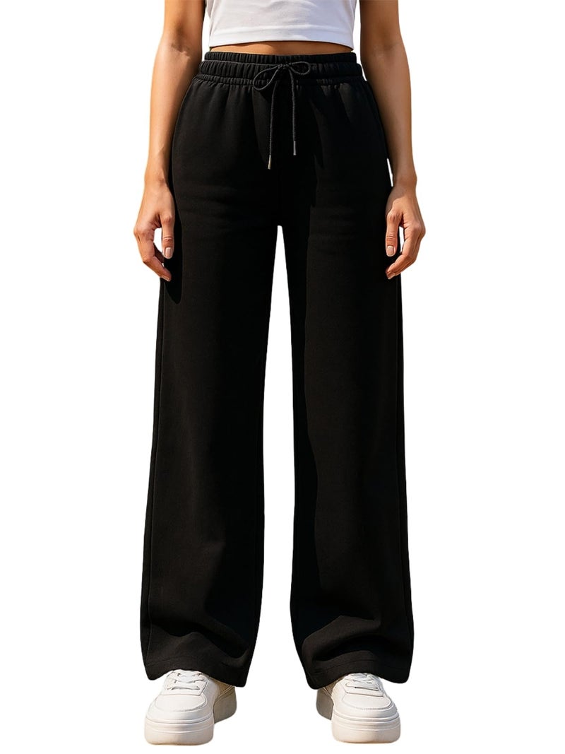 JUNEBERRY® 100% Pure Cotton Regular Fit Black Mid Rise Trousers for Women & Girls (VDJWBW0300008_L) - Image 1