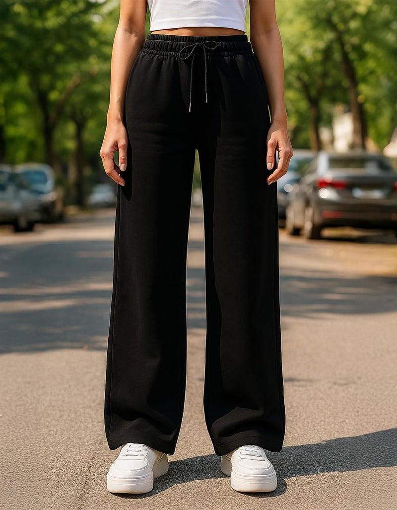 JUNEBERRY® 100% Pure Cotton Regular Fit Black Mid Rise Trousers for Women & Girls (VDJWBW0300008_L) - Image 2