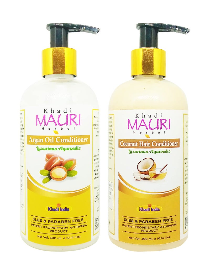 Khadi Mauri Argan oil conditioner And Coconut conditioner - Pack of 2 (600 ml), White, ARGCNTXX1(EACH) - Image 4