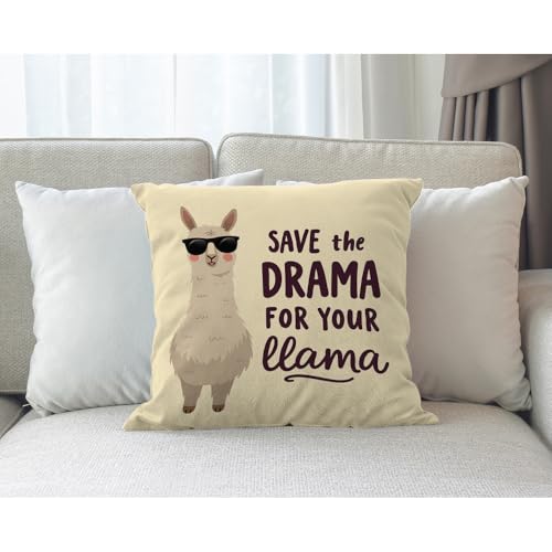 Moslion Llama Pillow Case Cute Alpaca with Glasses with Lettering Quote Save The Dream for Your Llama Throw Pillow Case 18" x 18" Inch Cotton Linen Cushion Cover for Men Women White - Image 3