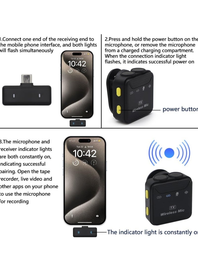 Raxoom Wireless Tie Mic with Two Microphones Compatible Android/iOS Plug-Play Mini Micro Wireless Noise Reduction for Live and Record Videos  - Image 4