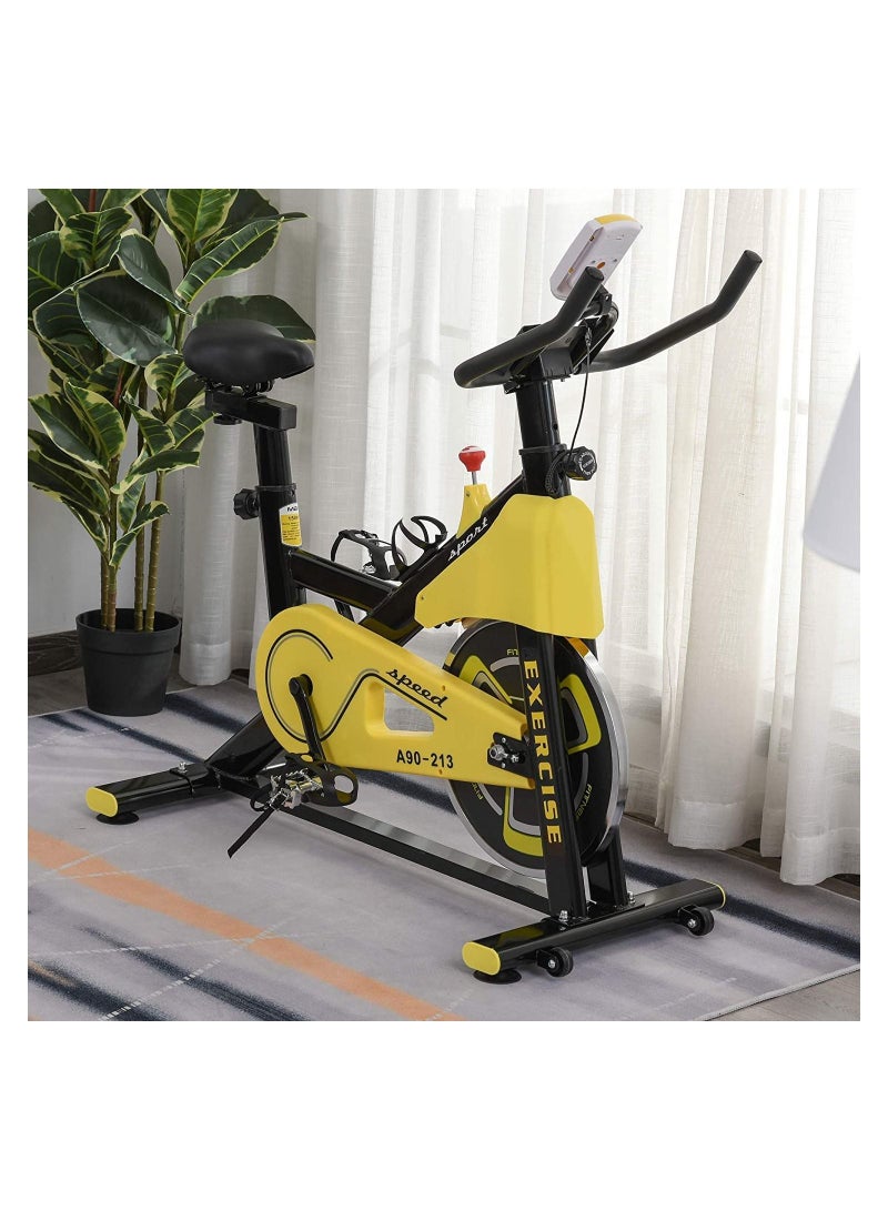 ULTIMAX Spinning Exercise Bike Flywheel Indoor Gym Office Cycling Cardio Workout Fitness Bike Adjustable Resistance LCD Monitor Pad and Bottle Holder - Image 3