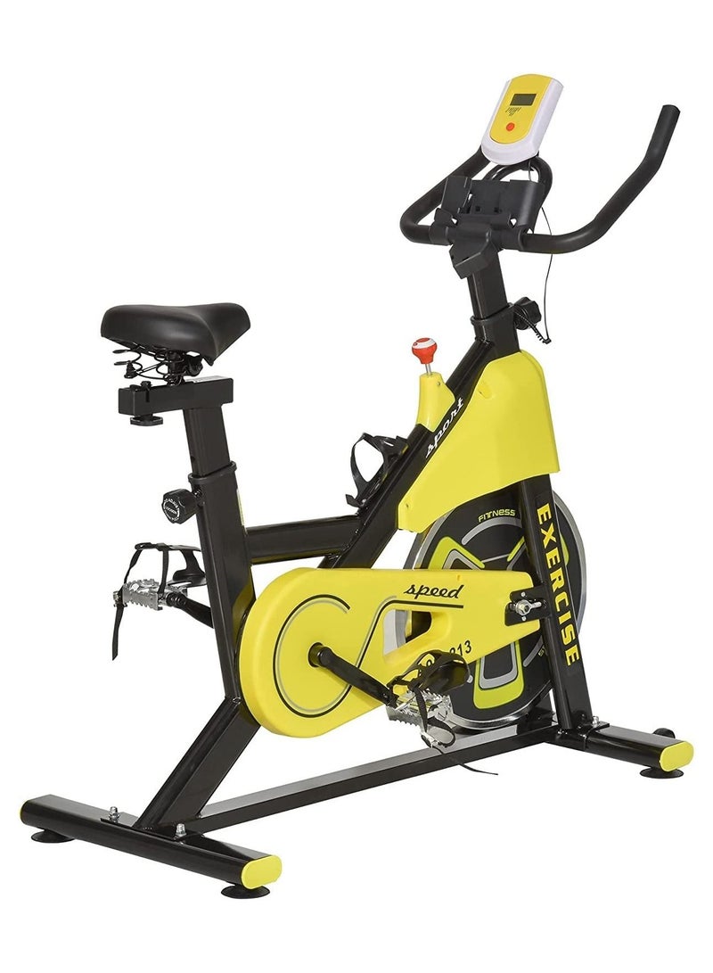 ULTIMAX Spinning Exercise Bike Flywheel Indoor Gym Office Cycling Cardio Workout Fitness Bike Adjustable Resistance LCD Monitor Pad and Bottle Holder - Image 1