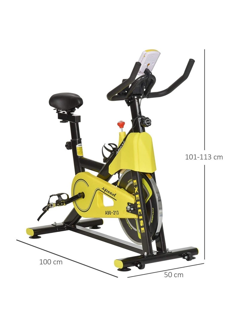 ULTIMAX Spinning Exercise Bike Flywheel Indoor Gym Office Cycling Cardio Workout Fitness Bike Adjustable Resistance LCD Monitor Pad and Bottle Holder - Image 2