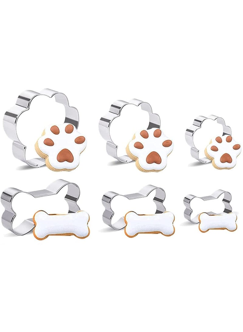 Bukela 6 Piece Dog Cookie Cutter Set, Cartoon Dog Bone, Paw Print Animal Cookie Cutters Dog Shaped Mould for DIY Baking Biscuit Pastry Cutter - Image 1