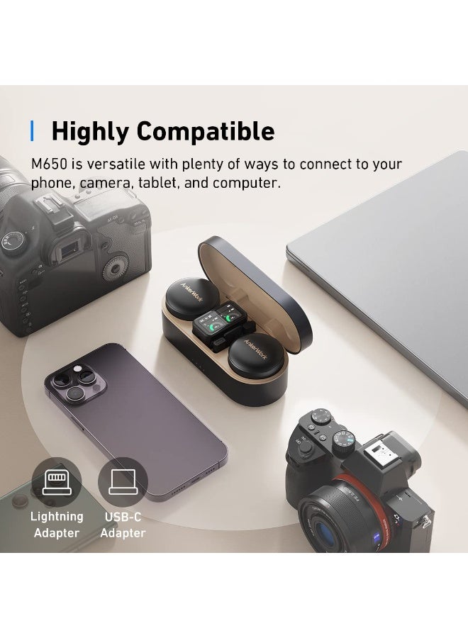 AnkerWork Wireless Lavalier Microphone, Pro Noise Cancellation, 656 ft (200 m) Transmission, 15H Battery, Swap Magnetic Colorful Covers, 2-Channel Quality Pickup, Wireless Microphone for Vlogs - Image 3