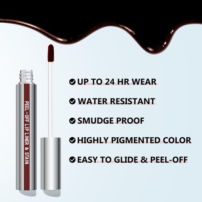 Cilrofelr Peel Off Lip Liner Stain with Tweezer, Long Wear Tattoo Lip Liner, Peel Off Lip Stain with Matte Finish, Long Lasting, Waterproof, Transfer-proof, Highly Pigmented Color (Espresso) - Image 3