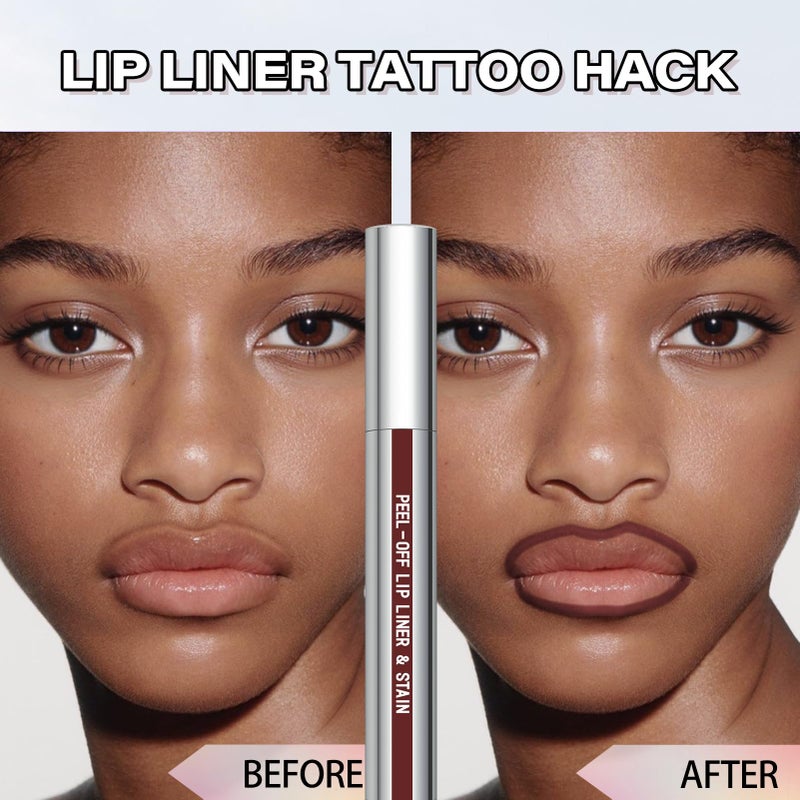 Cilrofelr Peel Off Lip Liner Stain with Tweezer, Long Wear Tattoo Lip Liner, Peel Off Lip Stain with Matte Finish, Long Lasting, Waterproof, Transfer-proof, Highly Pigmented Color (Espresso) - Image 2