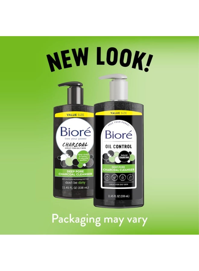 Biore Deep Pore Charcoal Face Wash, Daily Facial Cleanser for Dirt & Makeup Removal, for Oily Skin, 11.45 fl oz, Value Size (Pack of 2) - Image 2