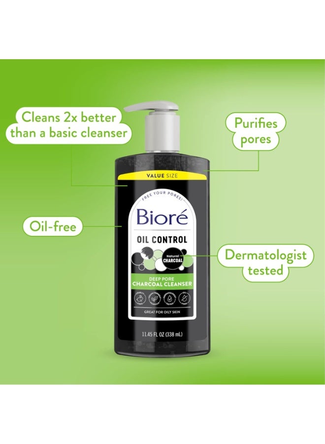 Biore Deep Pore Charcoal Face Wash, Daily Facial Cleanser for Dirt & Makeup Removal, for Oily Skin, 11.45 fl oz, Value Size (Pack of 2) - Image 3