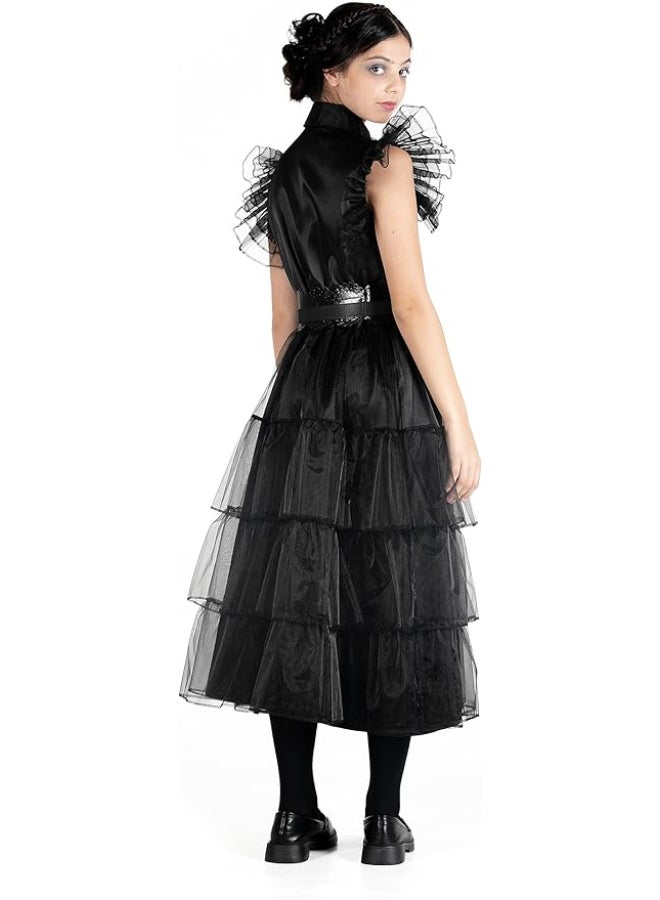 Ciao زي قاعة الرقص لويوم الأربعاء آدامز للأطفال من 5-7 سنوات | زي غوتيك فاخر للأطفال | فستان حفلة ويوم الأربعاء آدامز من سلسلة نتفليكس - Image 2