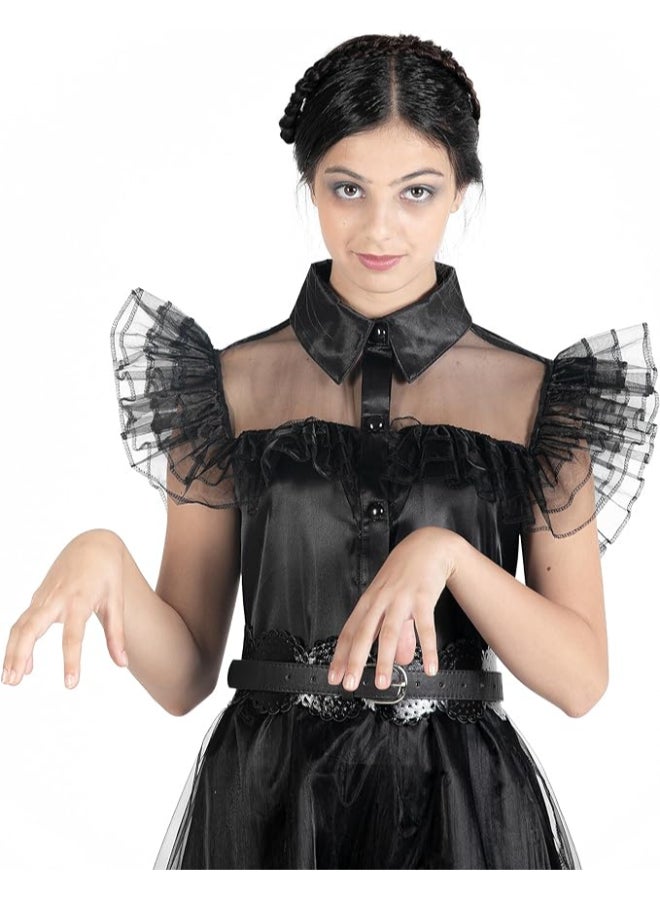 Ciao زي قاعة الرقص لويوم الأربعاء آدامز للأطفال من 5-7 سنوات | زي غوتيك فاخر للأطفال | فستان حفلة ويوم الأربعاء آدامز من سلسلة نتفليكس - Image 3