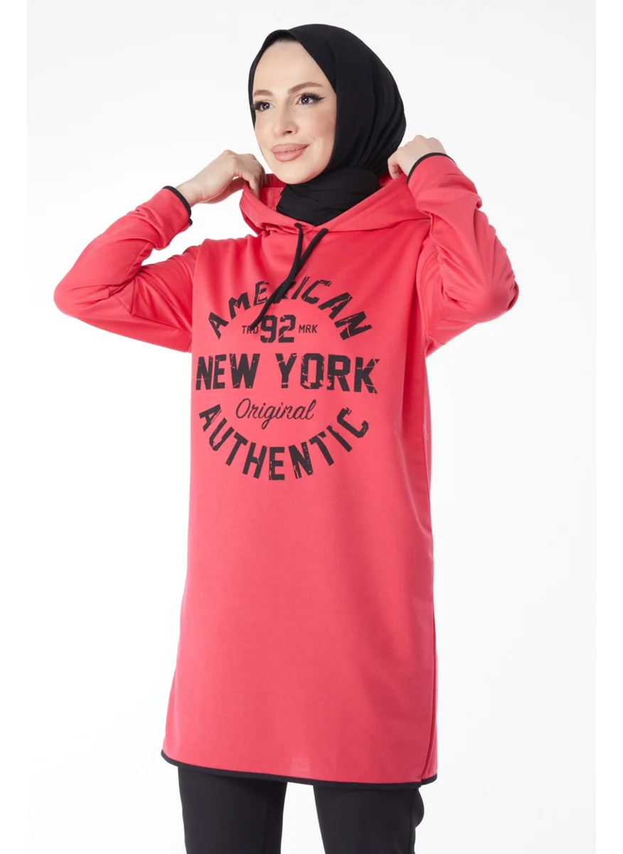 Tofisa 13130-FUSYA Front Printed Sweatshirt