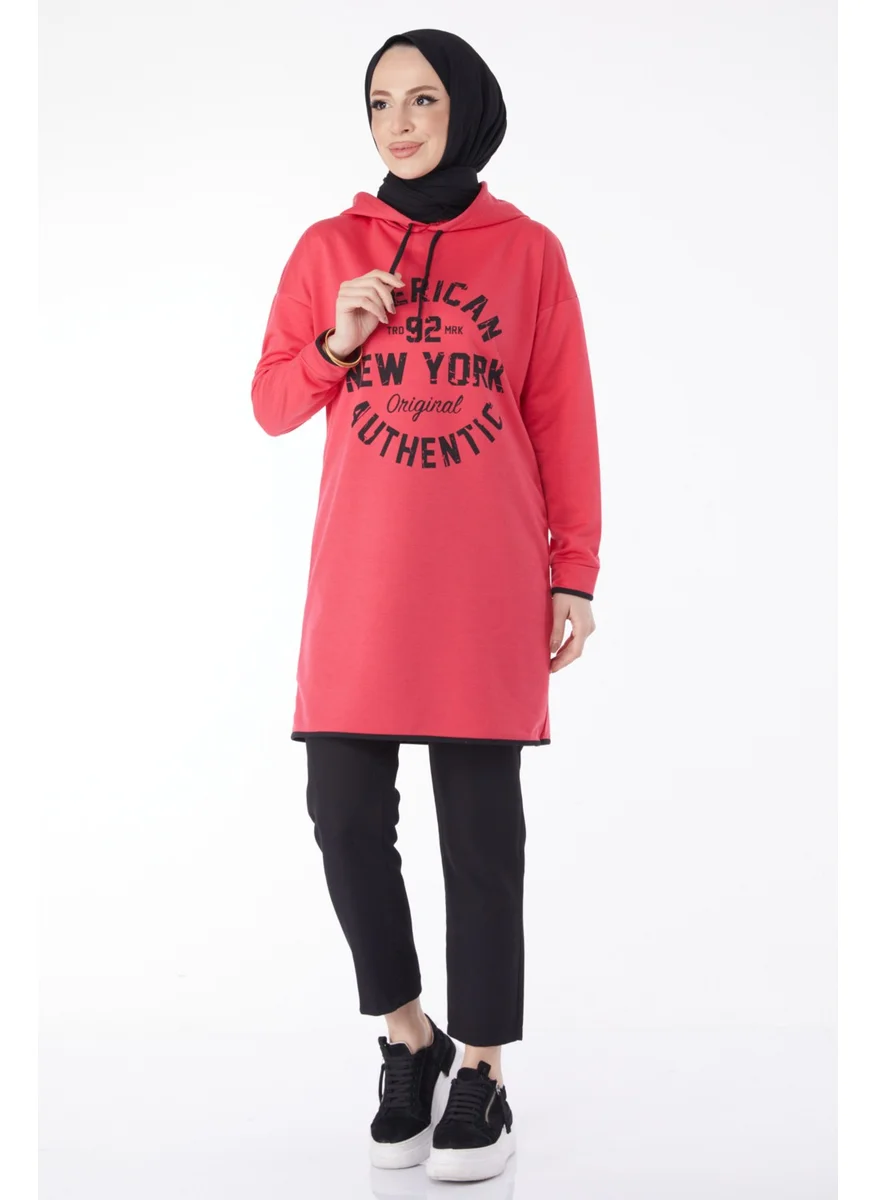 Tofisa 13130-FUSYA Front Printed Sweatshirt