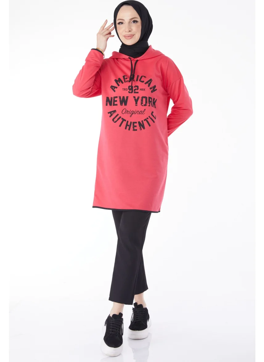 Tofisa 13130-FUSYA Front Printed Sweatshirt