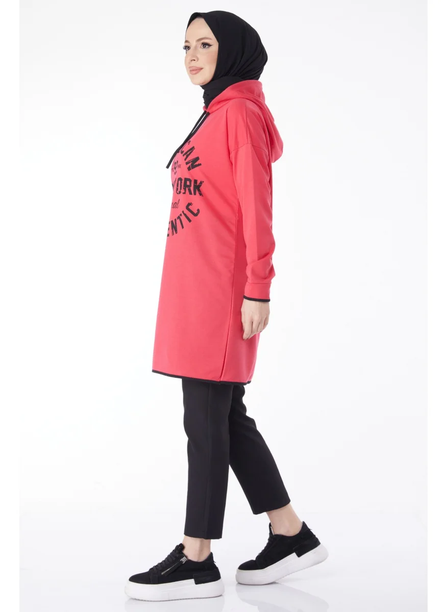 Tofisa 13130-FUSYA Front Printed Sweatshirt